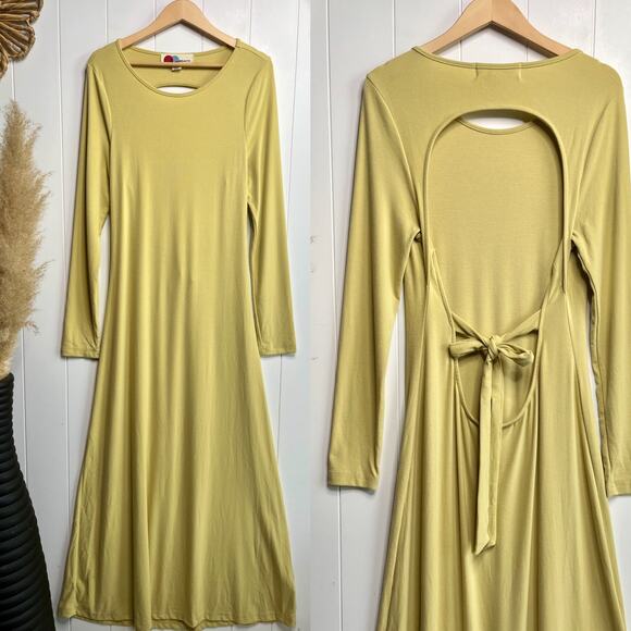 Free People maxi dress open back long sleeve cutout boho - Picture 7 of 9